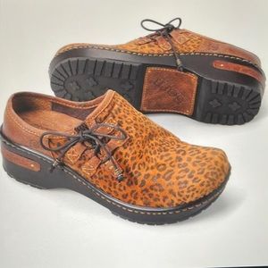 Born Millie Leopard Slip On Comfort Clogs